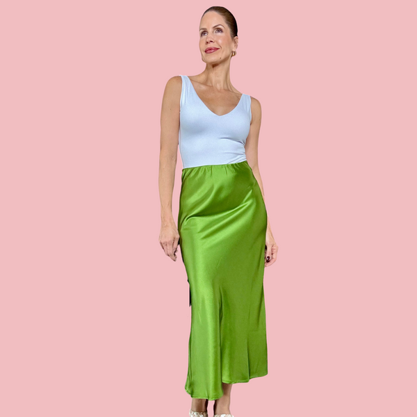 SATIN MIDI SKIRT