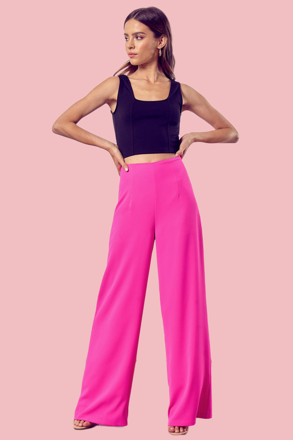 HOT PINK WIDE LEG PANTS