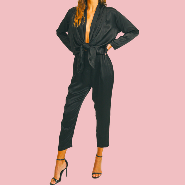 SARAH SATIN LONG SLEEVE JUMPSUIT