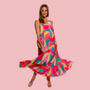 PRINT SPAGUETTI STRAP MAXI DRESS